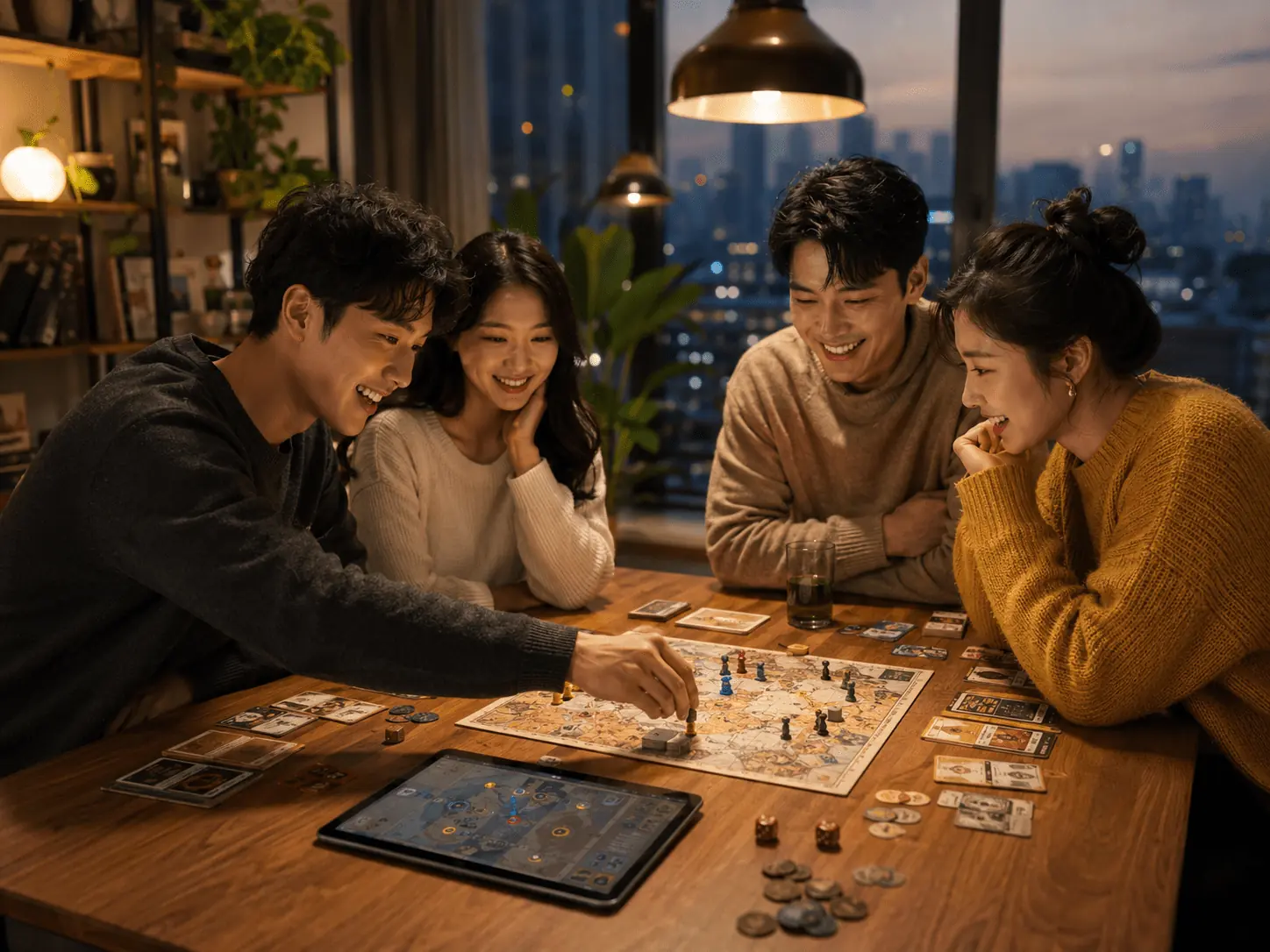 朋友一起遊玩桌上遊戲